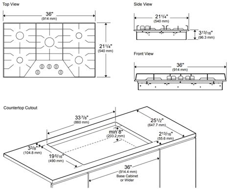 36 cooktop dimensions